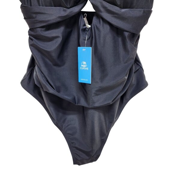 Cupshe Womens Black One-Piece Swimsuit Twist Front & Cutout Detail Size L - Picture 5 of 6